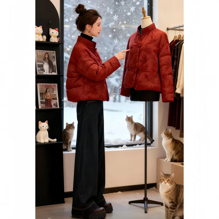 香朵儿【中式美学】新中式国风盘扣棉服外套女秋冬新款保暖新年战袍