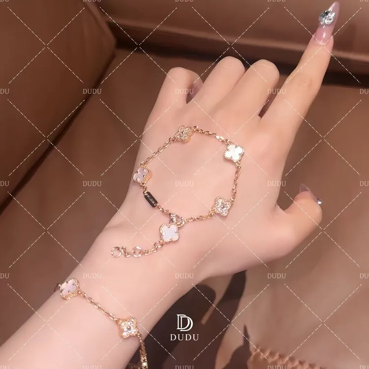 合金手链 四叶草迷你ins五花手链小众《精工CNC电镀18K金》高定版