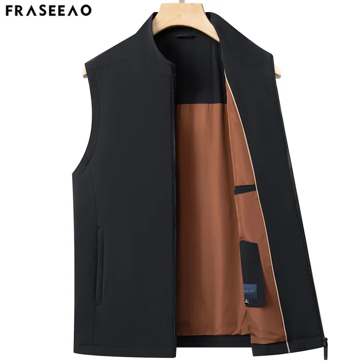 高端男士立领马甲背心2025秋季新款中年商务坎肩无袖上衣马夹外套