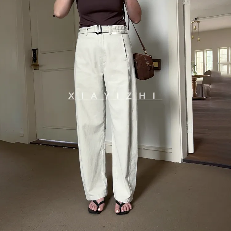 夏一制老妹儿阿苏特染重磅复古石磨水洗长裤慵懒高级感百搭弯刀裤