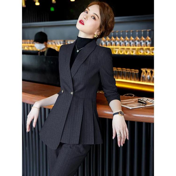 黑色西装外套女2025春秋冬新款前台经理正装气质女神范工作服套装