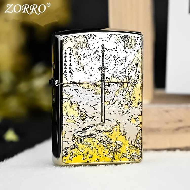 ZORRO佐罗煤油防风打火机高颜值精雕镀镍剑来高颜值创意男士节日