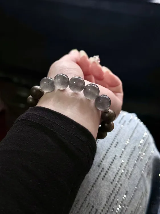 新品现货名翠缘翡翠   天然缅甸翡翠A货高冰黑杠圆珠手串单珠