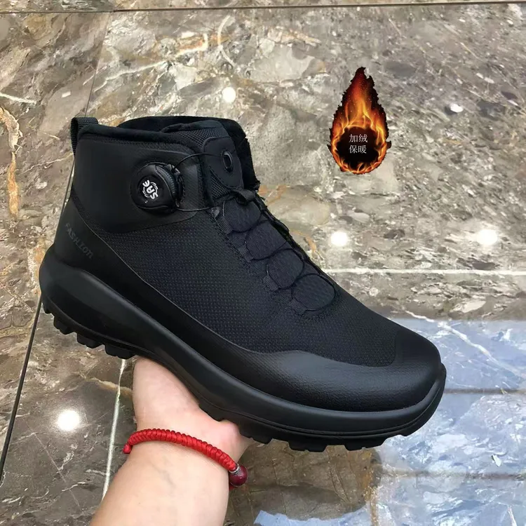 旋转扣男鞋7718秋冬新款网面透气休闲鞋厚底男士高帮棉鞋运动鞋子