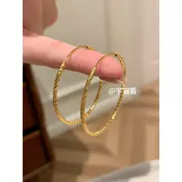 铜合金耳饰 I2-833【金色碎冰冰cnc錾刻耳圈】