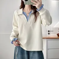 拼接长袖女洋气条纹百搭韩版女秋宽松条纹卫衣卫衣