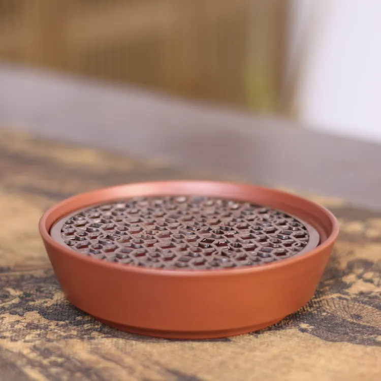 潮州原矿朱泥漏网壶承壶托底座储水式壶底座杯托小茶盘蓄水台茶具
