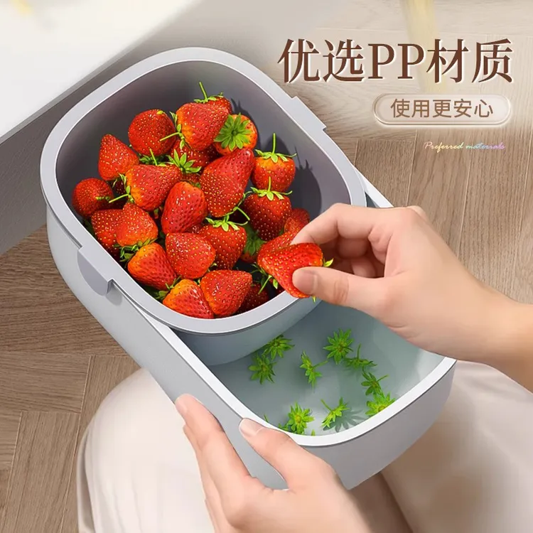 双层懒人瓜子零食水果收纳盒客厅收纳篮家用高颜值果盘沥水盘厨房