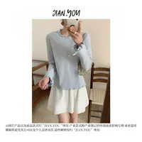 JIANYOU-「甜美木耳边」2025新款韩系甜美设计感木耳边T恤IB-A1655