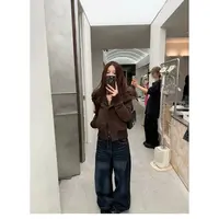 【冬日恋岛】早秋氛围感时髦设计斜拉翻领内里全毛卫衣外套  82065