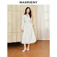 【诗语专属】精致感中长收腰散摆连衣裙春季新品宫廷风裙子