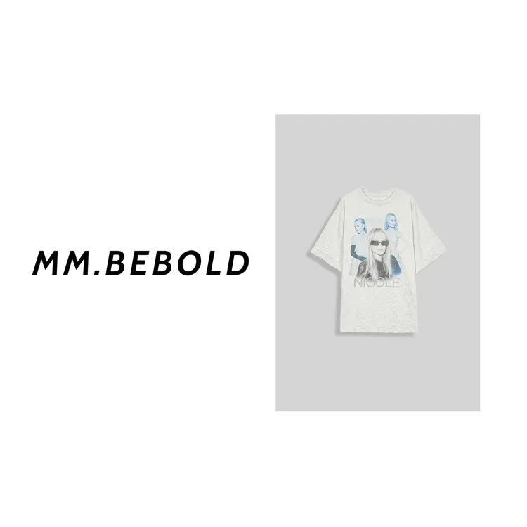  【妙姐精选】沉璃 棉100 人像印花折皱质感亲肤透气T恤短袖XYXS806