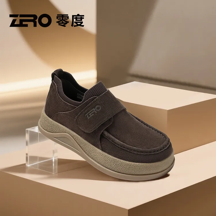 「旷行」ZRO零度男鞋厚底轻奢休闲鞋真皮舒适时尚轻便缓震乐福鞋男