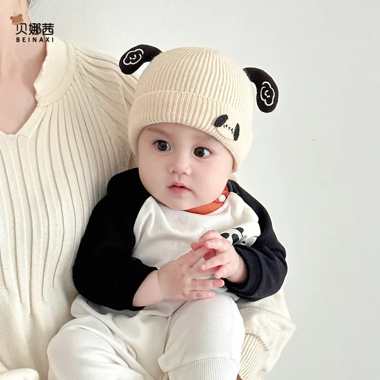 Beinaqian/贝娜茜婴儿帽子秋冬季男宝宝针织帽婴幼儿新生儿毛线帽