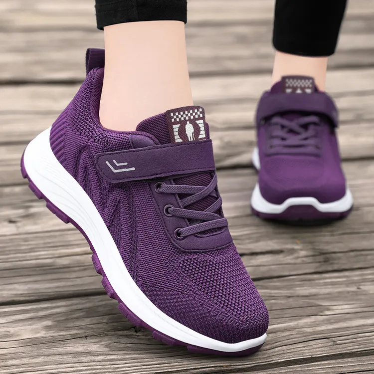 健步鞋秋季新款女鞋飞织中老年户外软底运动休闲鞋旅游鞋妈妈鞋