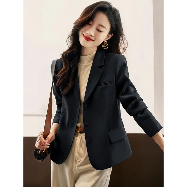 黑色西装外套女春秋小个子2025新款高级感修身短款小西服正装夏季