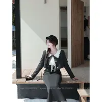 【半甜典藏】温与柔时髦小香风精致百搭蕾丝拼接设计感西装套装