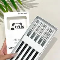 【每双约30克】316L不锈钢筷子家用高档防滑筷子创意幸运熊猫防霉筷