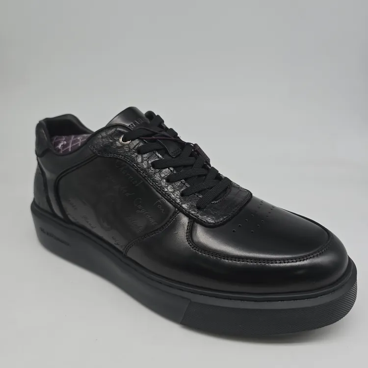 2025年新款马臀皮黑了XL底板鞋圆头休闲厚底拼接蛇皮2323C41A-A6