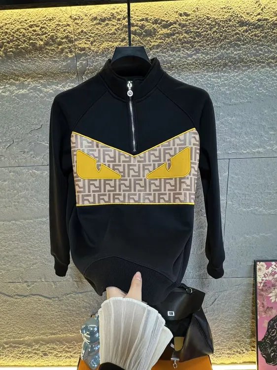 2025秋款新款男士长袖加绒休闲半拉链卫衣百搭时尚卫衣69933