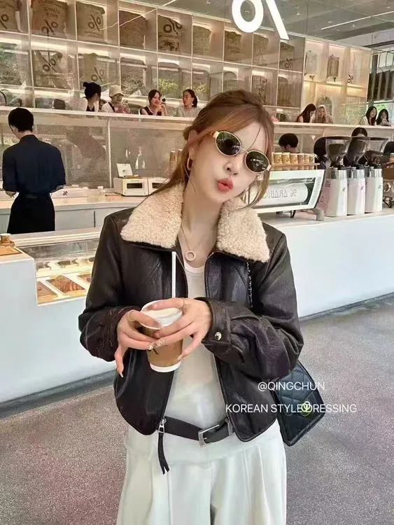 皮羽绒夹克朋克风皮衣欧美风拼接外套常规款时尚