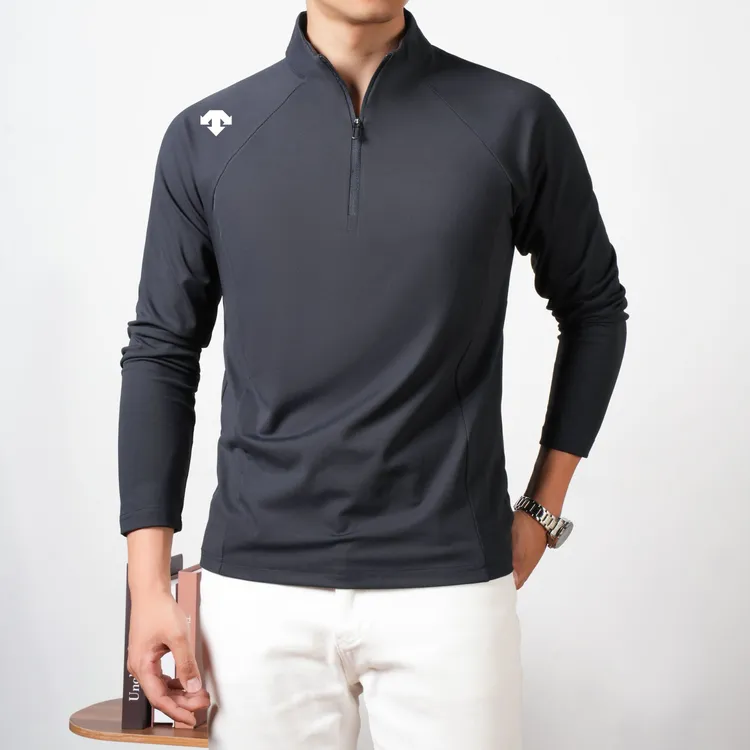 【商家同款】迪桑家拉链立领运动T恤时尚百搭高级感polo衫打底上衣