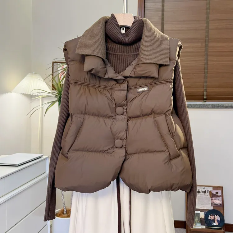 《现货》精致翻领  高端百搭美拉德棉马甲女翻领加厚外套秋冬新款