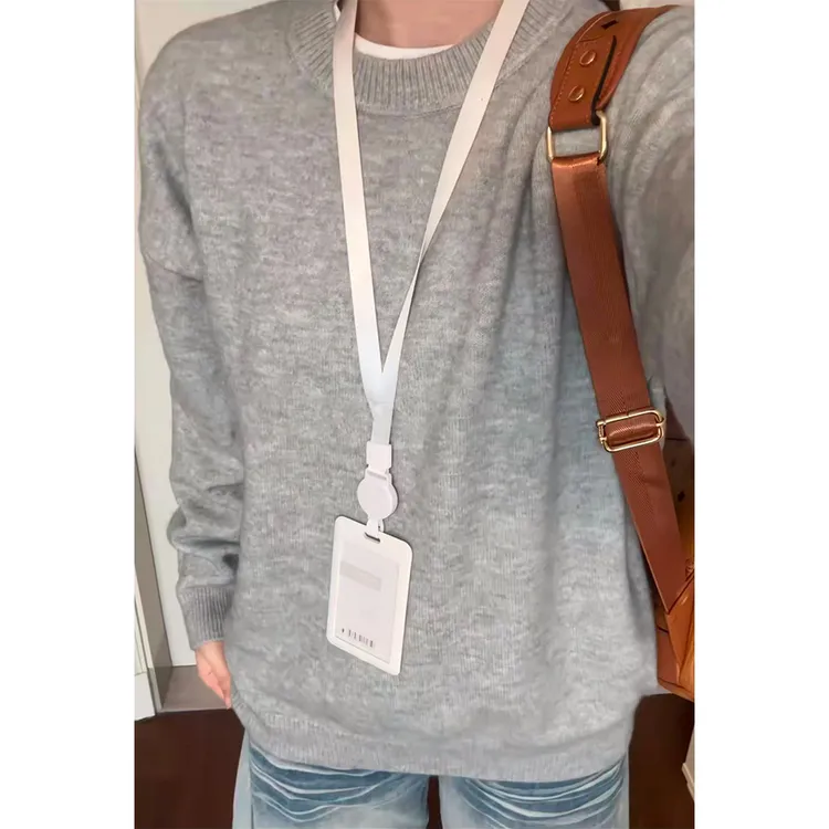 浅灰色毛衣韩系圆领男秋冬季慵懒风高级感内搭打底针织衫潮牌上衣