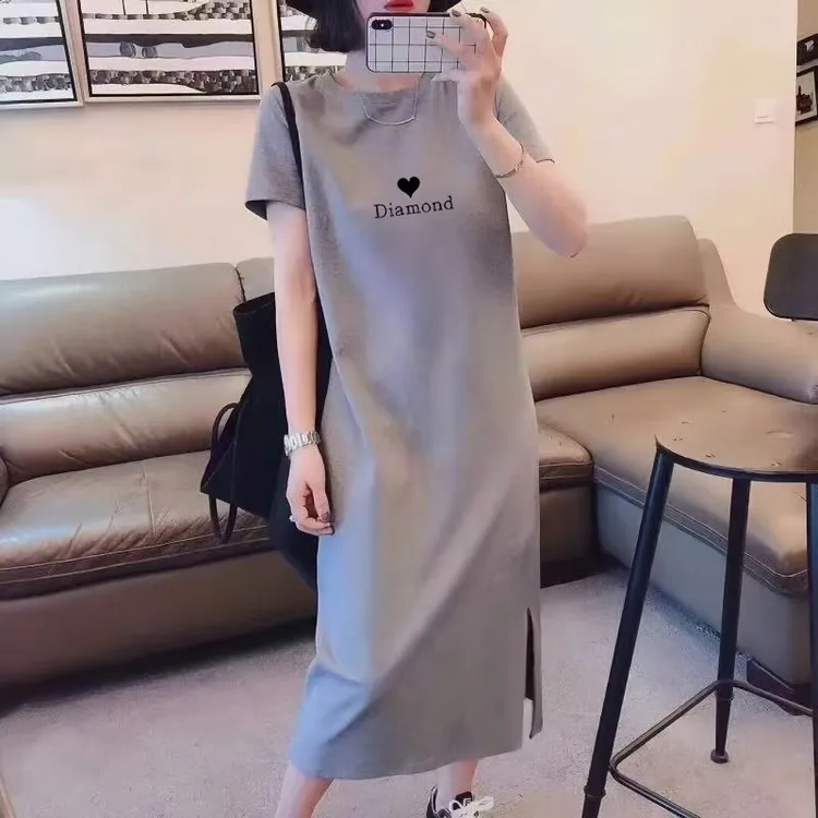 孕妇装夏季连衣裙短袖上衣宽松休闲时尚中长款裙子百搭显瘦T桖裙