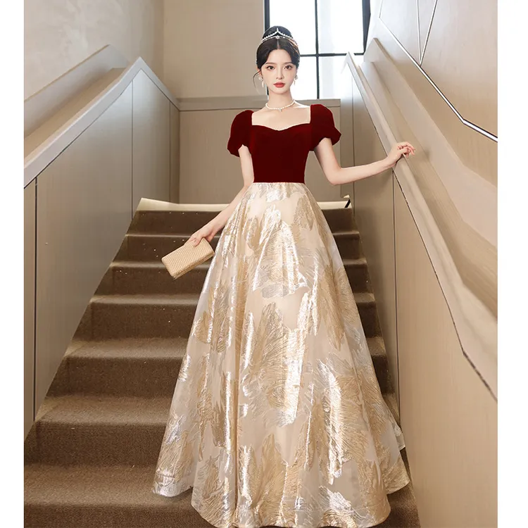 敬酒服新娘结婚宴会红色法式轻奢小众订婚晚礼服法式裙明星显瘦