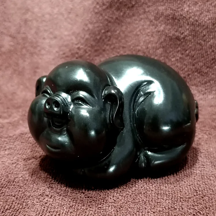 渭河黑乌金福猪茶宠把件手玩
