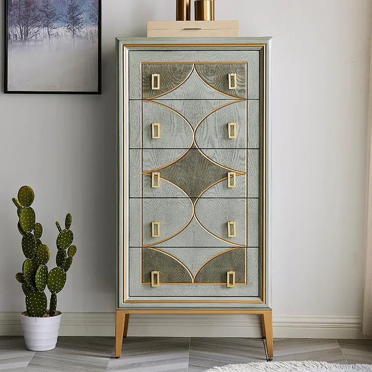 美式五斗柜轻奢卧室储物收纳边柜客厅实木柜子简约现代大容量斗柜