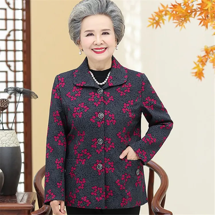 老年人春秋女老人衣服奶奶秋装上衣老太太老年妈妈装加绒春装外套