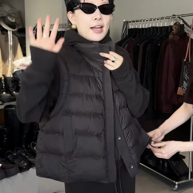 宽松型中立领秋冬马夹单排扣外穿时尚冬季马甲保暖休闲百搭背心