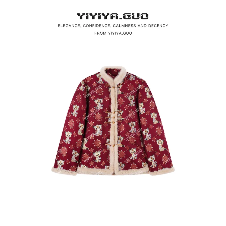 yiyiya.Guo艺艺吖【金钱红豹】新中式中国风厚款红色外套010034SS52