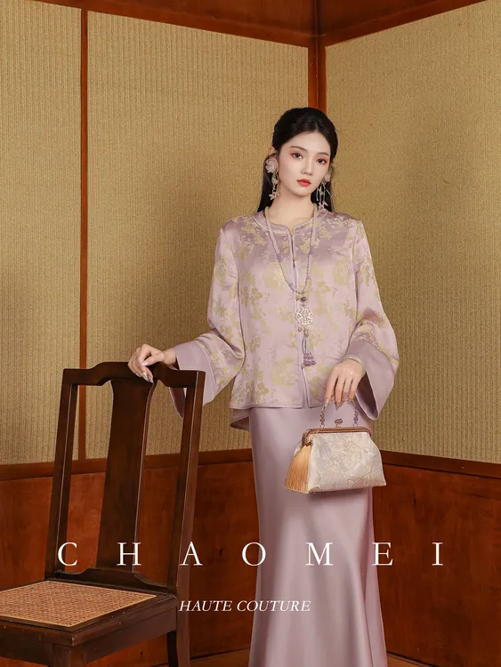 冯（CHAOMEI【江南梦】新中式国风女装高级感轻奢100人丝外套