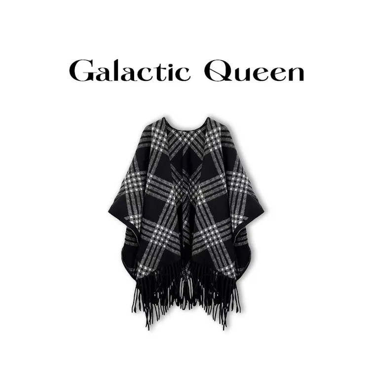 Galactic Queen 复古英伦风格子大披肩秋冬高级感保暖外搭围巾