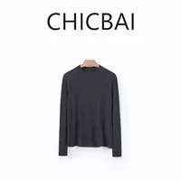 CHICBAI 裸感肌极简半领羊毛长袖T恤