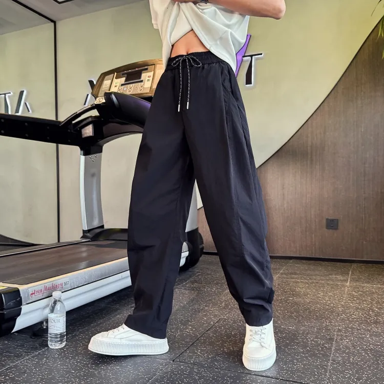 简约裤子男春秋潮流线条设计直筒长裤2025新款男裤户外登山休闲裤