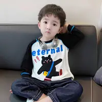 男童女童打底衫插肩书宝宝印花长袖T恤秋装2025新款春秋儿童潮