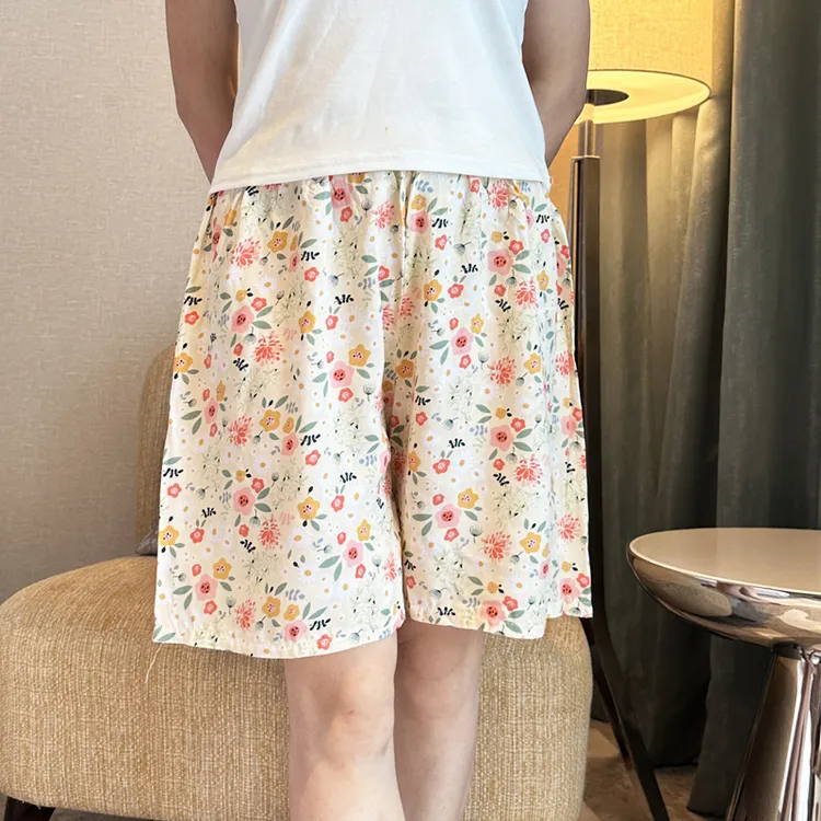 睡裤女夏短裤居家五分棉绸薄款可爱日系宽松可外穿短裤人造棉单裤