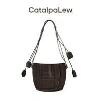 CatalpaLew「归缎」墟生美学丝织缎面压褶编织绳带斜挎包#C40222