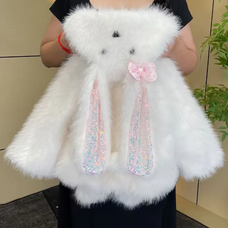 女小童加绒外套冬季2025新款小童加厚兔毛上衣冬装可爱毛毛衣