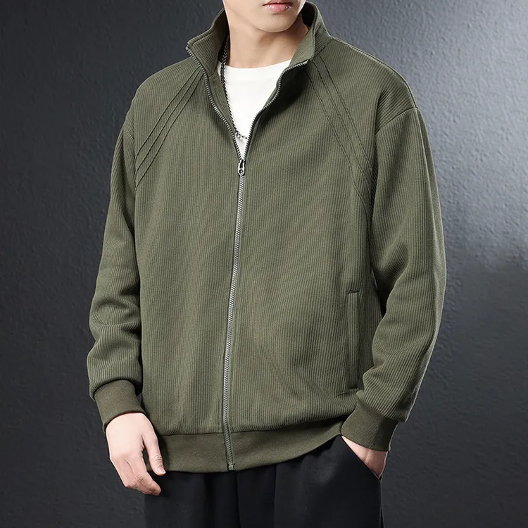 纹理感男士外套大码秋冬新款加肥加大夹克休闲宽松春季长袖上衣服