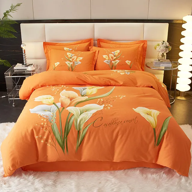 加厚四件套棉100棉冬季磨毛双人床单被套床笠款被罩床上用品4