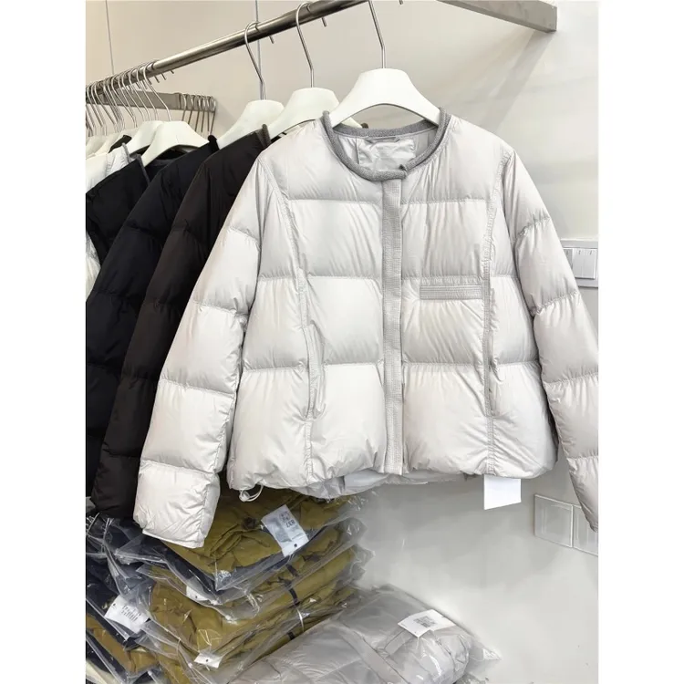 韩版小个子短款棉服外套女2025年冬季新款简约圆领卷边面包服棉衣