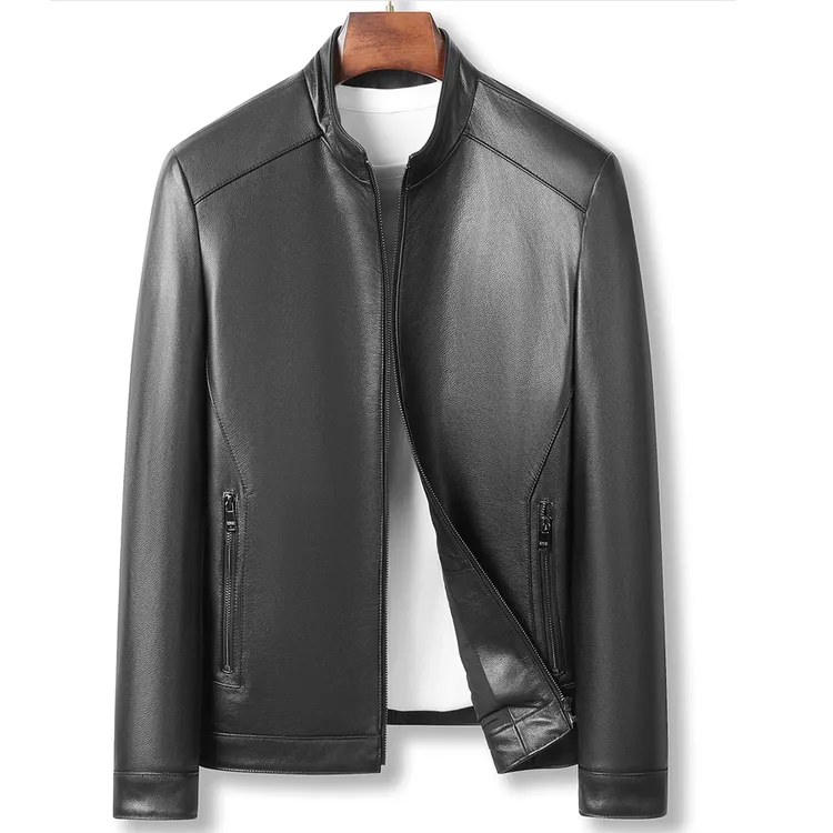 海宁真皮皮衣立领短款头层小牛皮夹克春秋新款商务休闲外套Z501