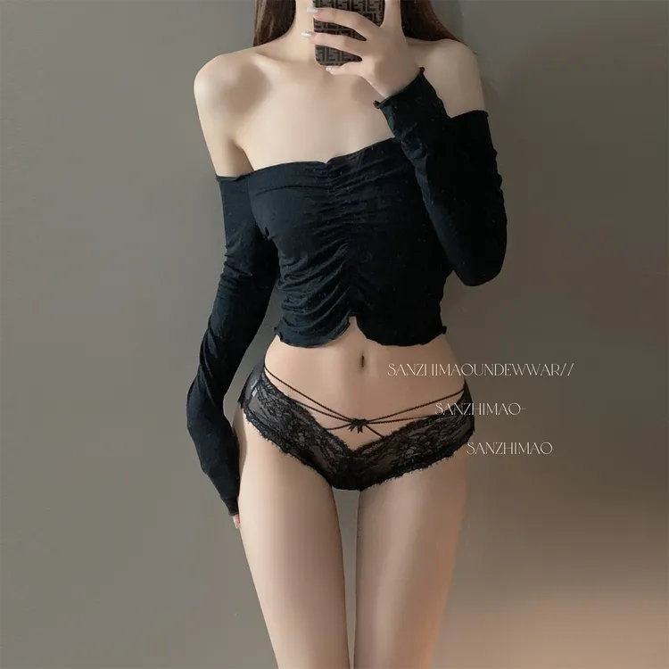 梦幻妖精~新款法式纯欲风蕾丝内裤性感镂空透气棉裆女士孕三角裤