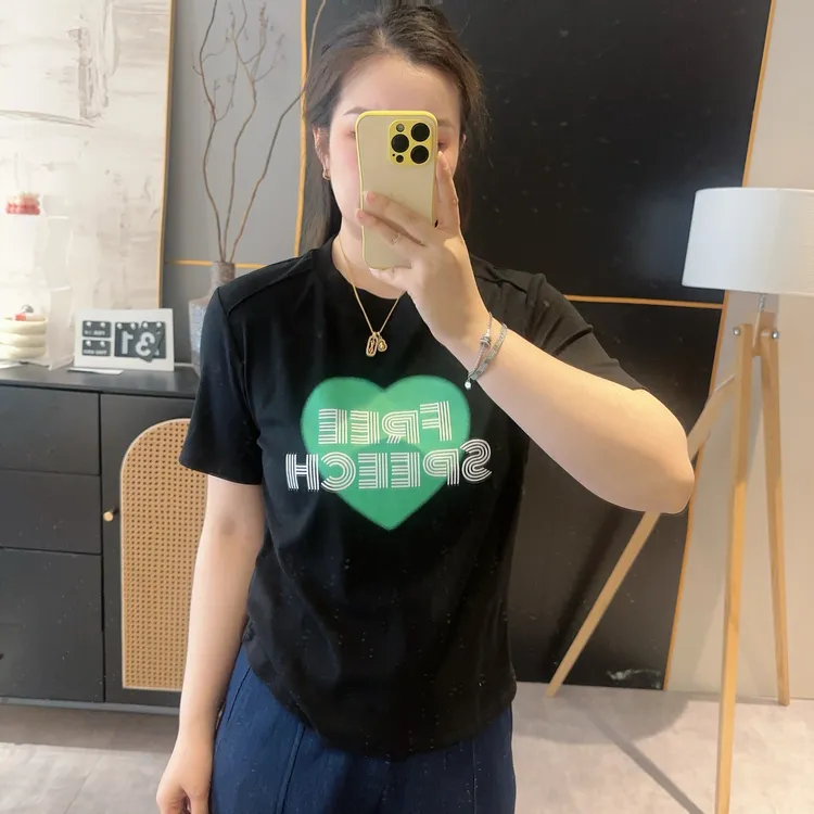 【爱心字母T】时尚爱心撞色印花短袖T恤2025夏休闲百搭正肩 H82527