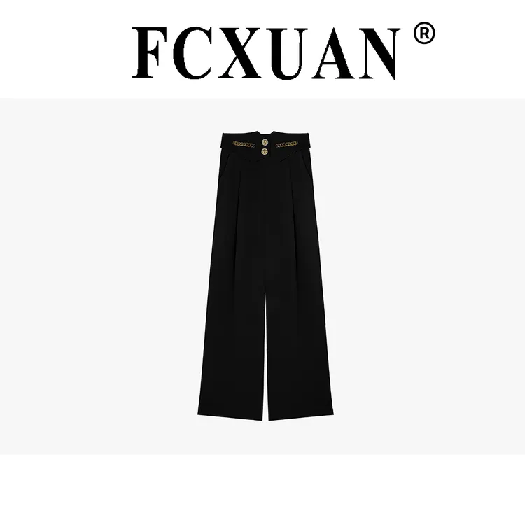 【陈米米设计师品牌】【大飒蜜】时尚宽松垂感高腰西装阔腿长裤DY3170